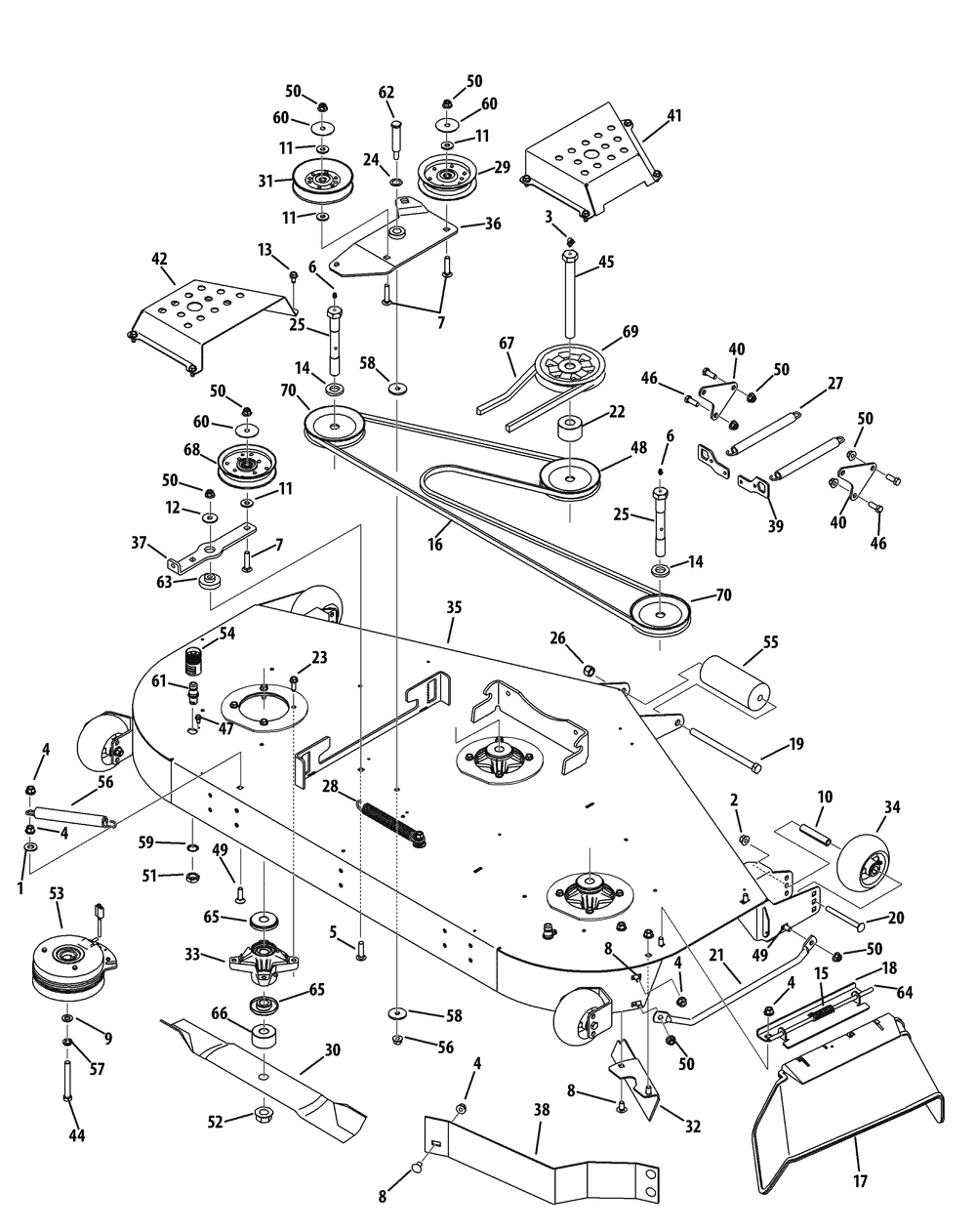 Mower Deck 60-Inch Diagram and Parts List for Z-FORCES60 17AI5GHD-2010Z-17AI5GHD210-17AI5GHD010-2010u-Base-Model Cub Cadet Lawn Tractor